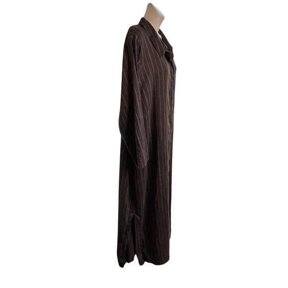 Marina Rinaldi Brown Striped Linen Cotton Button-Up Maxi Dress Made In Italy u - Picture 9 of 12